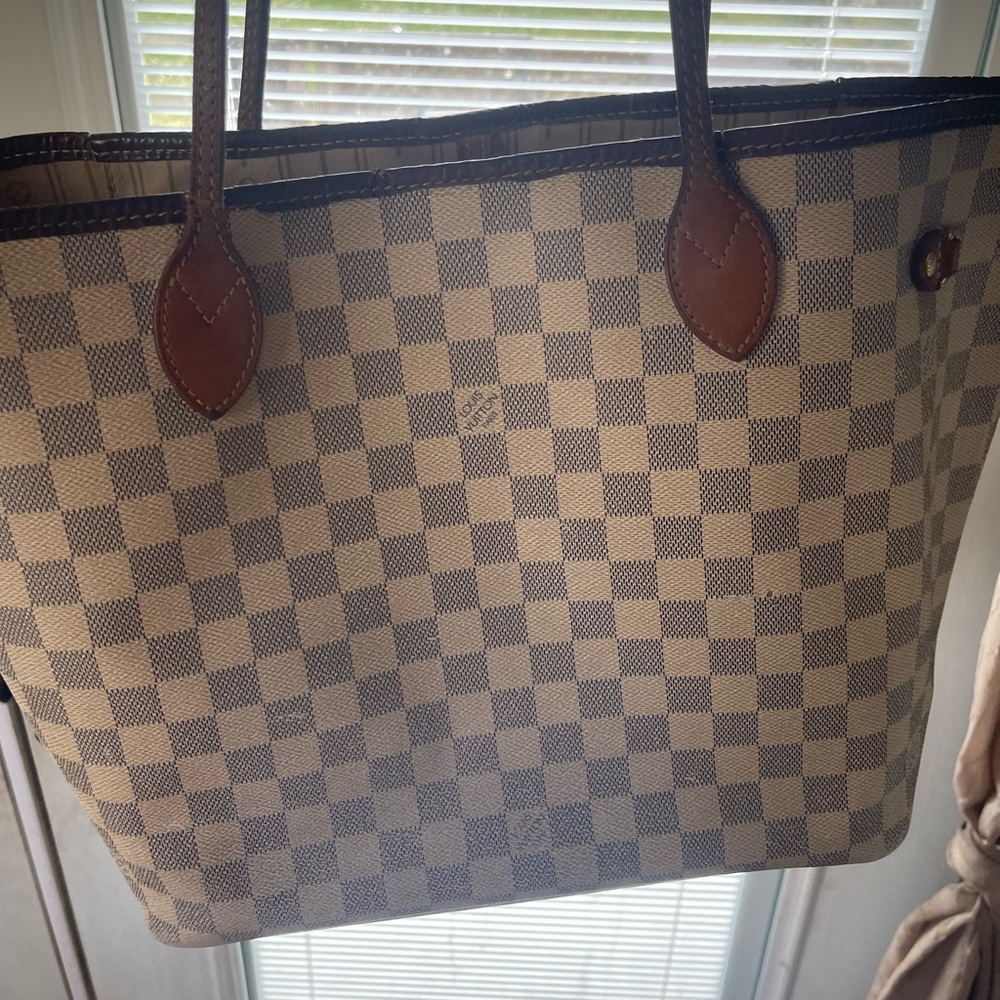 Lv Damier azur mm neverfull bag 12.6x11.4x8 - Picture 3 of 15